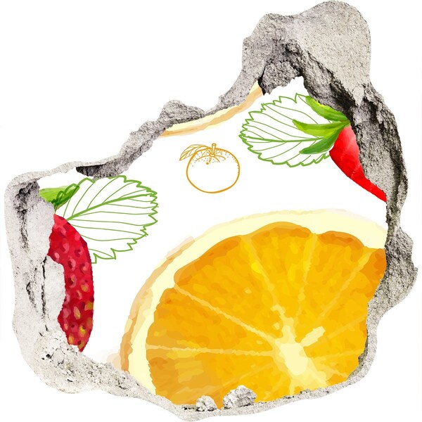 Diera 3D fototapety nálepka Ovocný raj Diera v stene