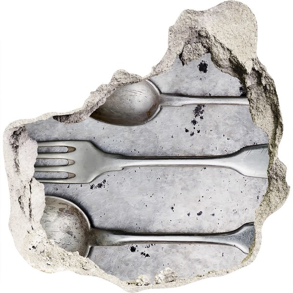 Fotoobraz diera na stenu Rozbitá stena s výhľadom na príbory