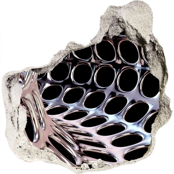 3D diera nálepka Kovová sieť cez otvor v stene