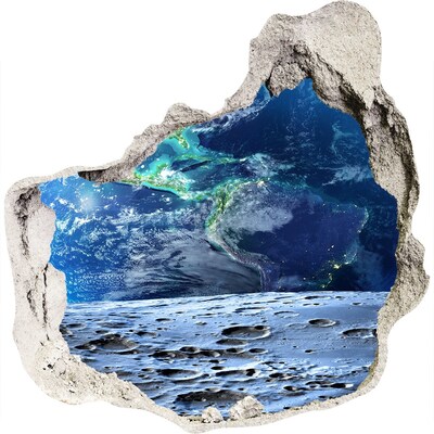 Nálepka 3D diera na stenu Kozmický pohľad z diery v stene