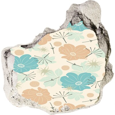 Nálepka fototapeta 3D výhľad Kvetinový vzor na stene