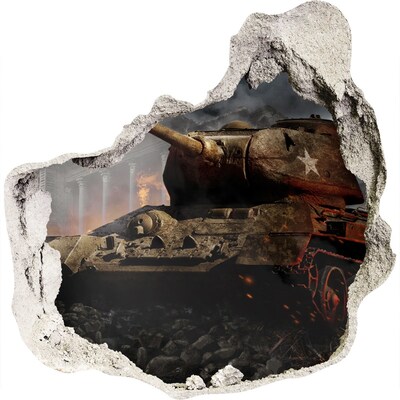 Diera 3D fototapety na stenu Tank v ruinách mesta