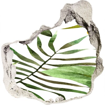 Nálepka fototapeta 3D výhľad Zelená palma cez dieru v stene