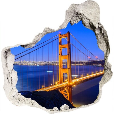 Díra 3D ve zdi nálepka Bridge v san franciscu