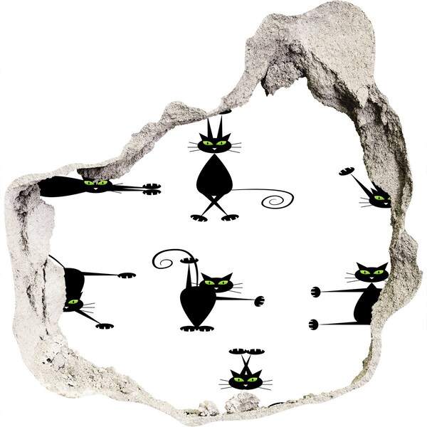 Samolepiaca nálepka Čierne mačky na bielom pozadí