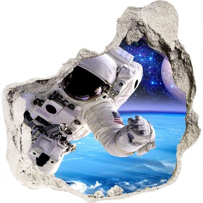 Díra 3D ve zdi nálepka Astronaut vo vesmíre