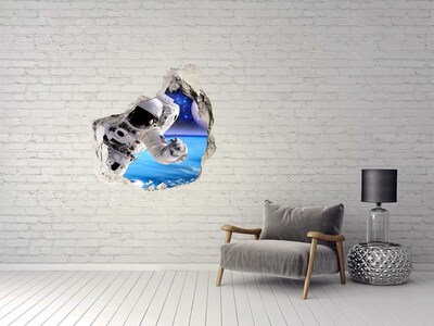 Díra 3D ve zdi nálepka Astronaut