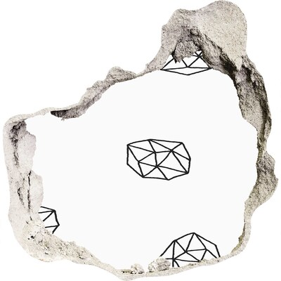 Nálepka 3D diera na stenu Zlaté diamanty v diere v stene