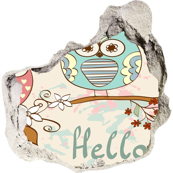 Diera 3D fototapety nálepka Sova v diere v stene