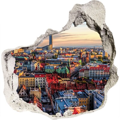 Nálepka 3D diera na stenu samolepiaca Pohľad na mesto z vtáčej perspektívy