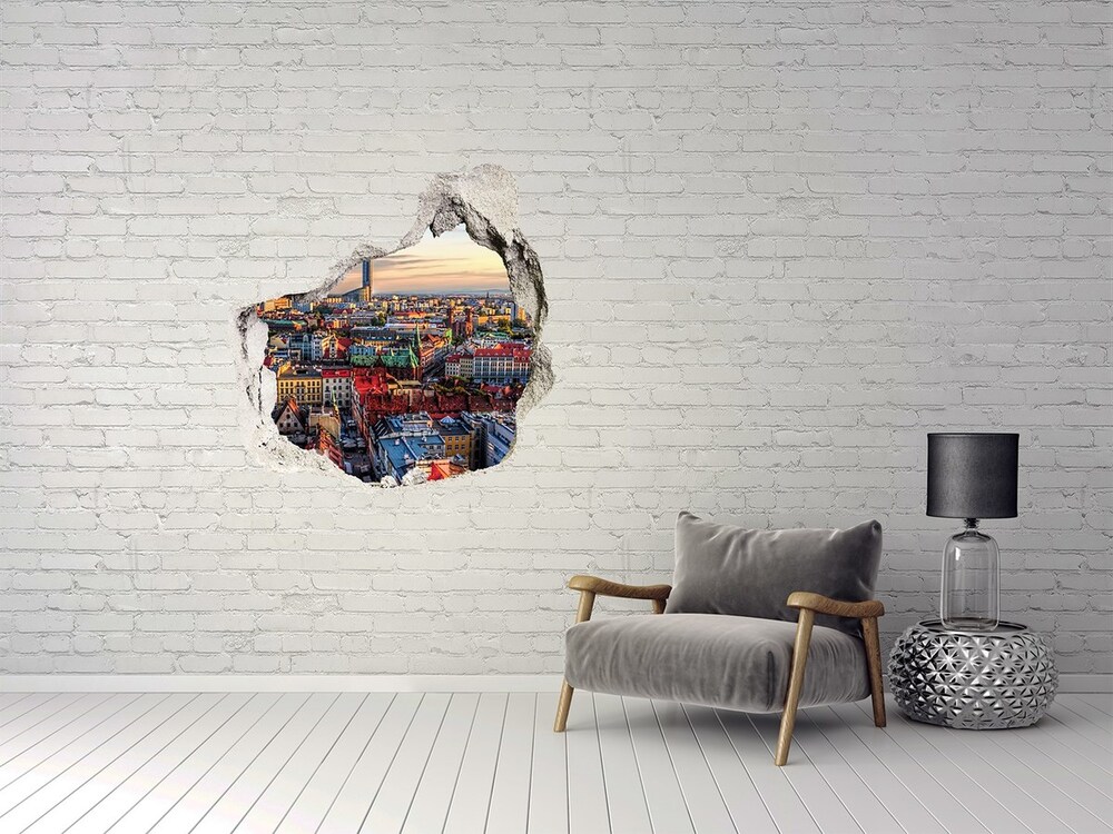 Nálepka 3D diera na stenu samolepiaca Panorama wroclaw