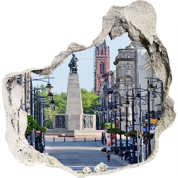 Nálepka 3D diera na stenu Ulica s pamätníkom