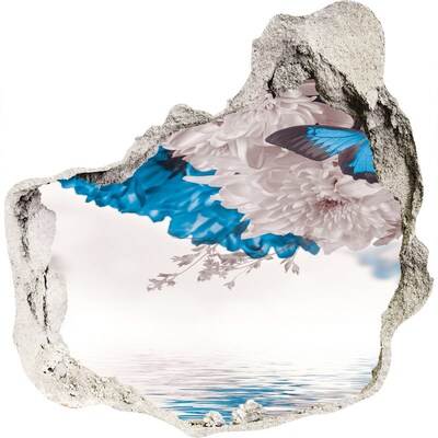 Samolepiaca diera nálepka betón Kvetinová krajina s motýľmi