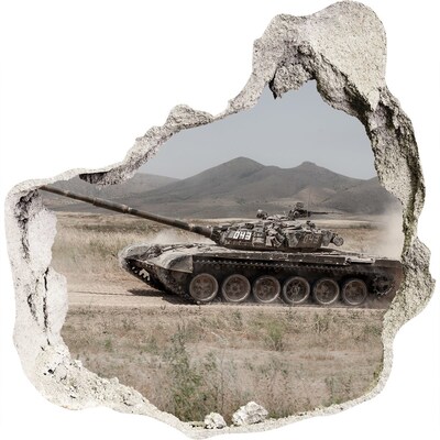 Fototapeta diera na stenu 3D Tank v púšti