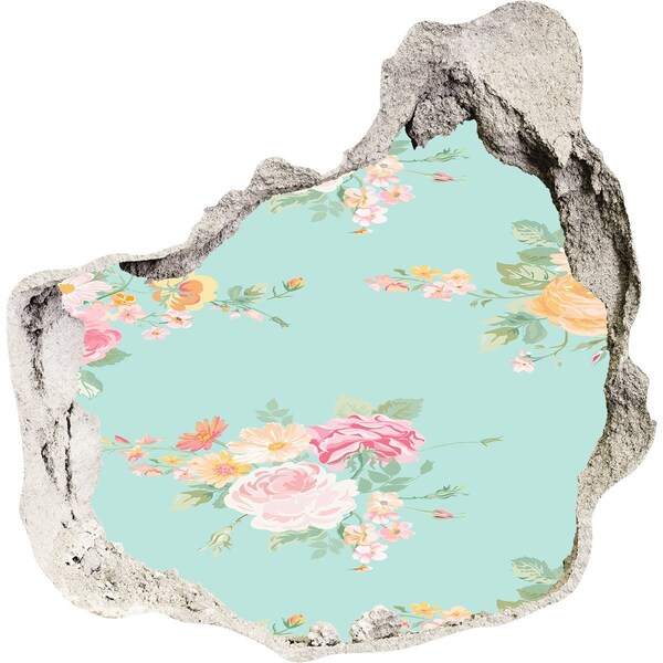 Nálepka 3D diera Kvetinový raj za múrom