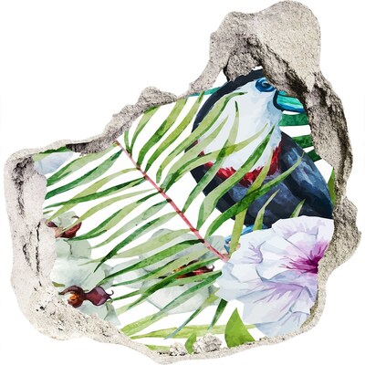 Samolepiaca diera na stenu Tropická oáza s vtákom