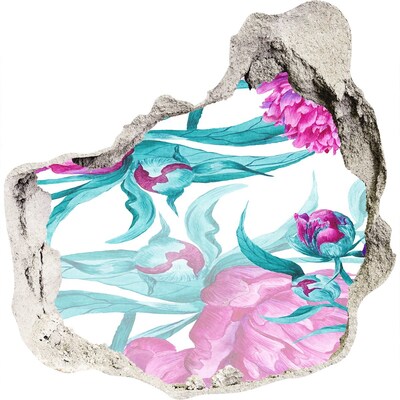 Nálepka 3D diera na stenu Kvetinová záhrada za múrom