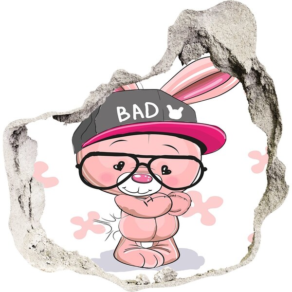 Fototapeta diera na stenu 3D Zajačik v klobúku