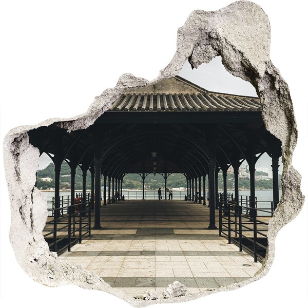 Nálepka 3D diera na stenu Pohľad na mólo nad vodou