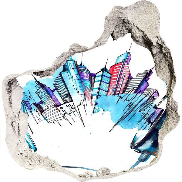 Fotoobraz diera na stenu Moderné mesto v ruinách