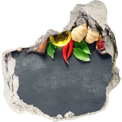 Fototapeta diera na stenu 3D Kuchynské chute spoza steny