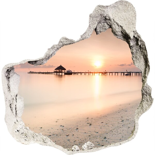 Díra 3D ve zdi nálepka Beach maledivy