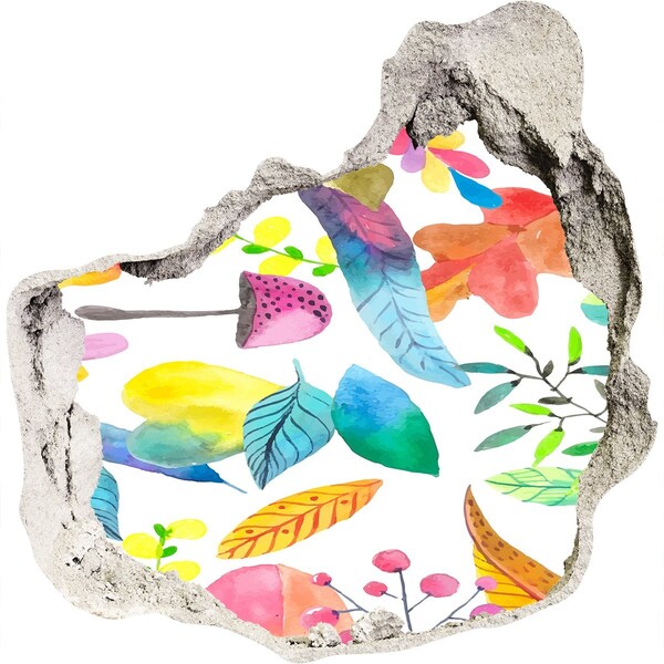 Nálepka diera na stenu betón Kvetinová nástenná maľba cez dieru v stene