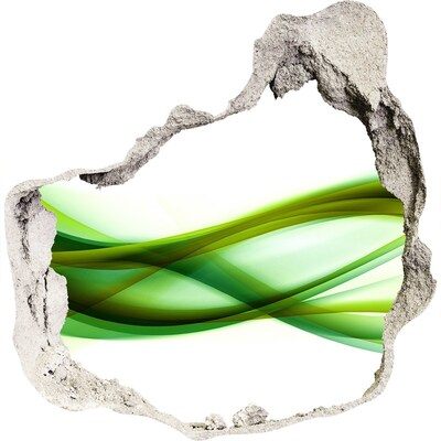 Fototapeta diera na stenu 3D Zelená vlna v diere v stene