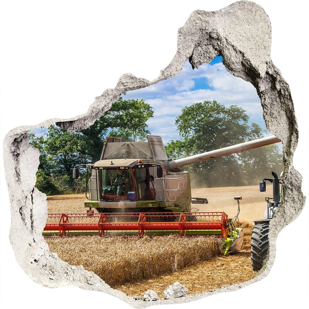 Fototapeta diera na stenu 3D Kombinovať a traktor