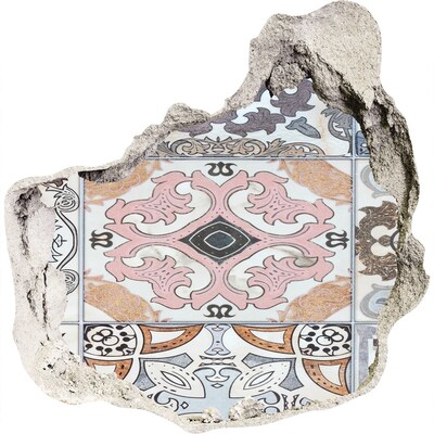 Fototapeta diera na stenu 3D Opotrebovaná podlaha s farebnými dlaždicami