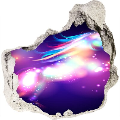 Nálepka 3D diera na stenu betón Kozmická explózia farieb