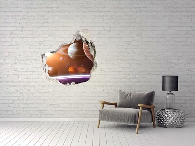 Nálepka 3D diera na stenu Vesmírne dobrodružstvo