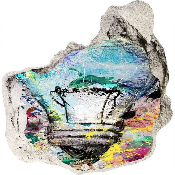 Samolepiaca diera múr 3D Poškodená stena s lampou