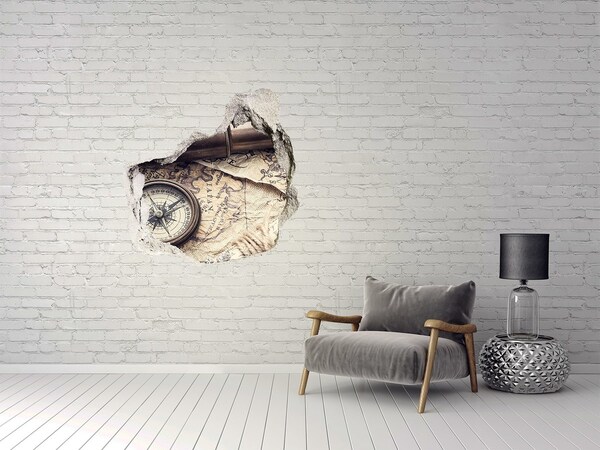 Diera 3D fototapety na stenu Staroveká mapa s kompasom