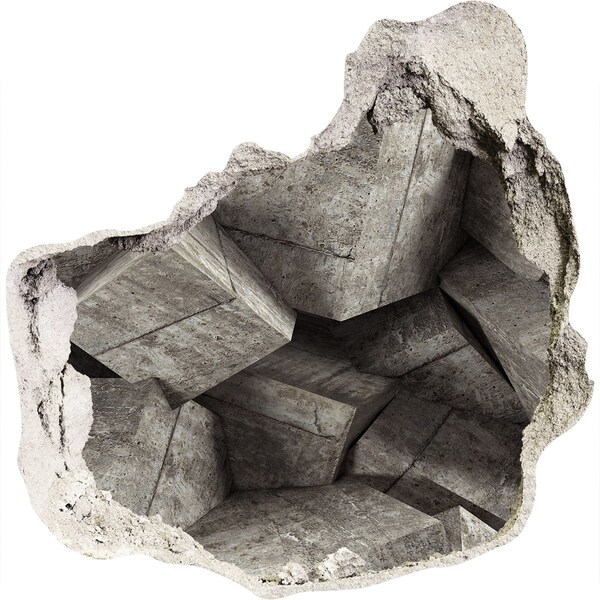 Foto fotografie diera na stenu Poškodená stena s výhľadom na betónový priestor