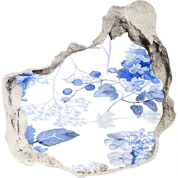 Nálepka 3D diera samolepiaca Pohľad na kvet cez dieru v stene