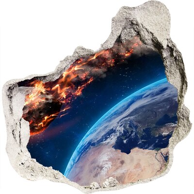 Díra 3D ve zdi nálepka Padajúce meteor