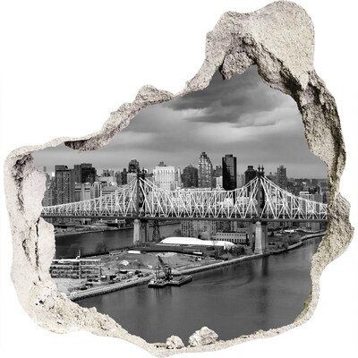 Nálepka 3D diera na stenu samolepiaca Newyorský most