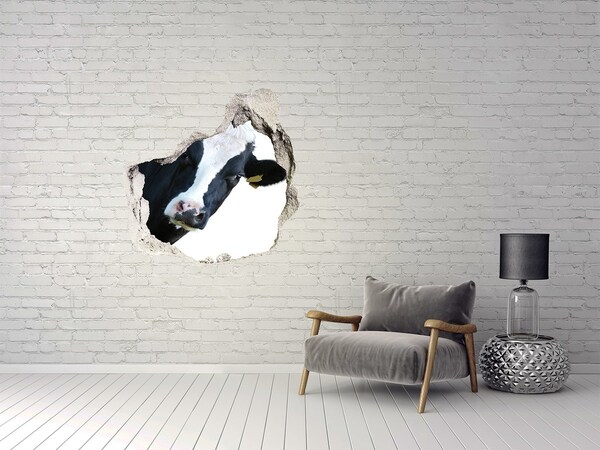 Fototapeta diera na stenu Krava v diere v stene