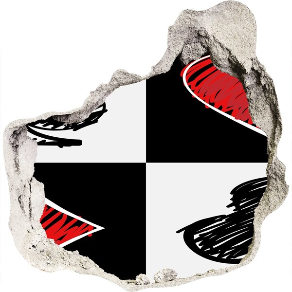 Fototapeta diera na stenu 3D Rozbitá stena s červenými akcentmi