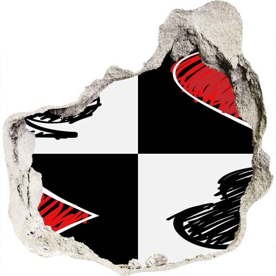 Fototapeta diera na stenu 3D Rozbitá stena s červenými akcentmi