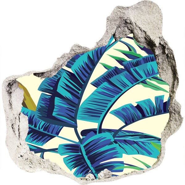 Fototapeta diera na stenu 3D Tropická zeleň v diere v stene