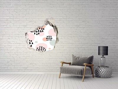 Nálepka 3D diera na stenu Diera v stene s farebnými škvrnami