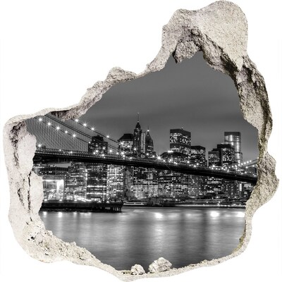 Díra 3D ve zdi nálepka Brooklyn bridge