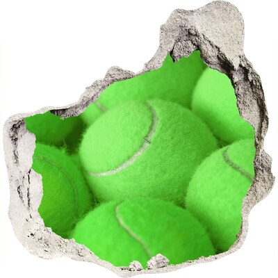 Nálepka 3D diera na stenu Zelené tenisové loptičky za múrom
