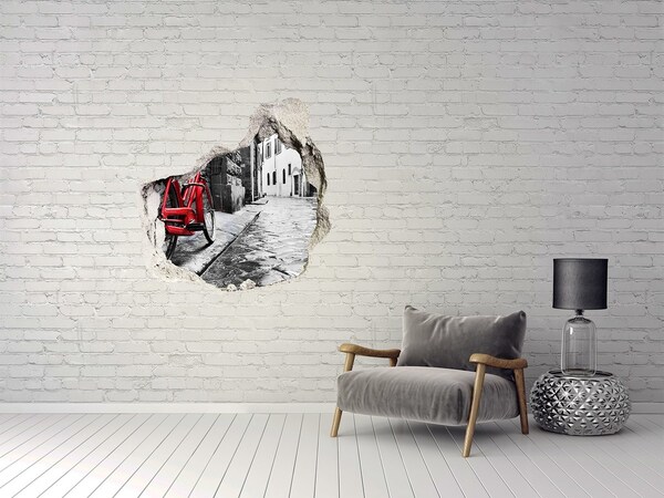 Nálepka fototapeta 3D výhľad Červený bicykel na pôvabnej ulici