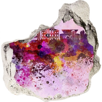 Díra 3D ve zdi nálepka Farebný pohľad na mesto