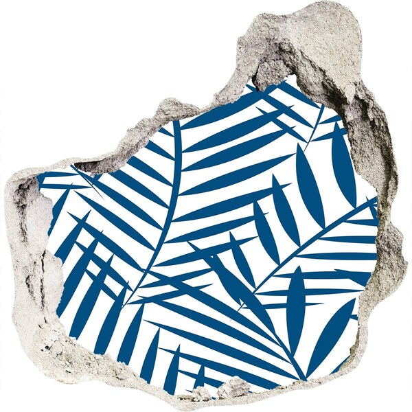 Fototapeta diera na stenu 3D Tropické listy v diere v stene