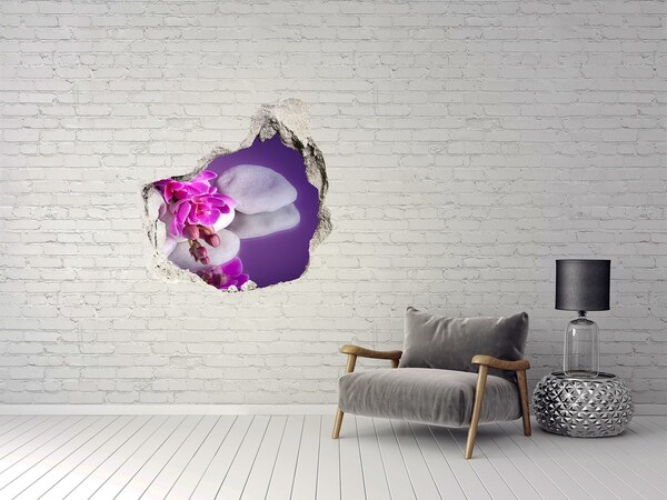 Nálepka fototapeta 3D výhľad betón Orchidey na pozadí kameňov