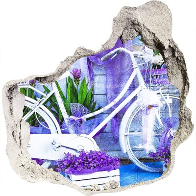 Nálepka diera na stenu betón Bicykel v záhrade plnej kvetov